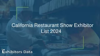 California Restaurant Show Exhibitor List 2024