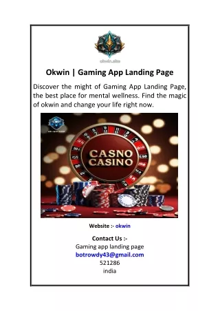 Okwin  Gaming App Landing Page