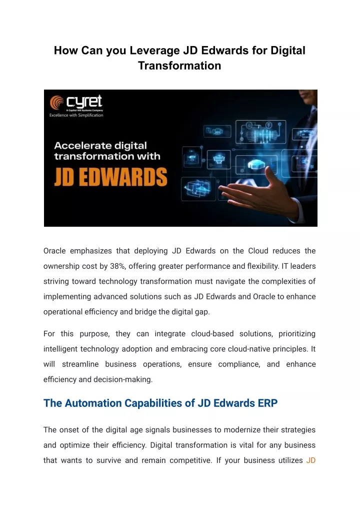 how can you leverage jd edwards for digital