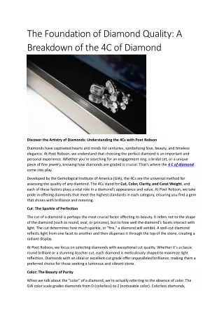the foundation of diamond quality a breakdown