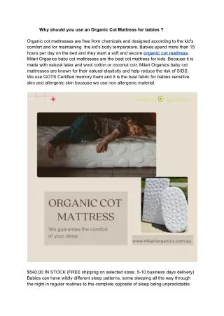 why should you use an organic cot mattress