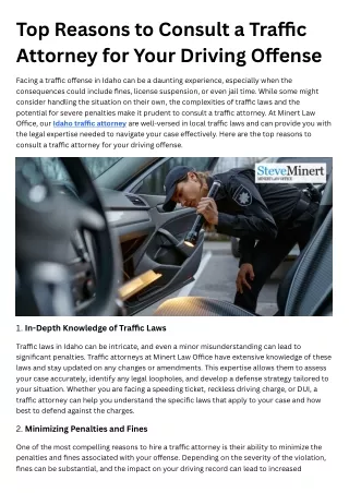 Top Reasons to Consult a Traffic Attorney for Your Driving Offense