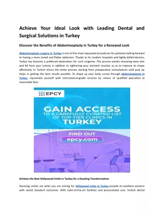 Achieve Your Ideal Look with Leading Dental and Surgical Solutions in Turkey