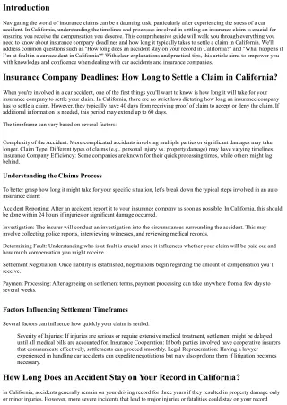 Insurance Company Deadlines: How Long to Settle a Claim in California?