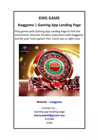 kwggame gaming app landing page