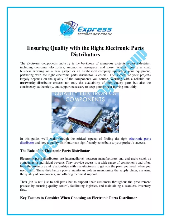 ensuring quality with the right electronic parts