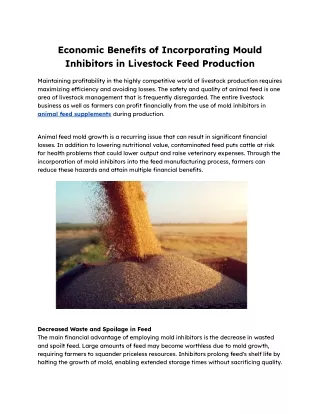 Economic Benefits of Incorporating Mould Inhibitors in Livestock Feed Production