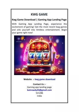 Kwg Game Download  Gaming App Landing Page