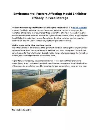 environmental factors a ecting mould inhibitor