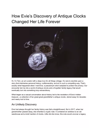 How Evie’s Discovery of Antique Clocks Changed Her Life Forever