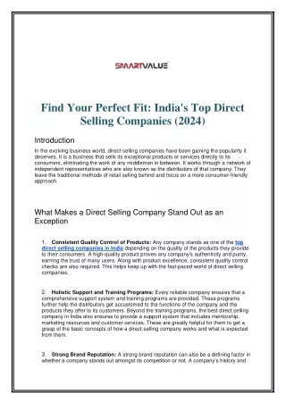 Find Your Perfect Fit India's Top Direct Selling Companies (2024)