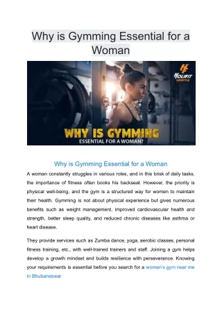 Why is Gymming Essential for a Woman