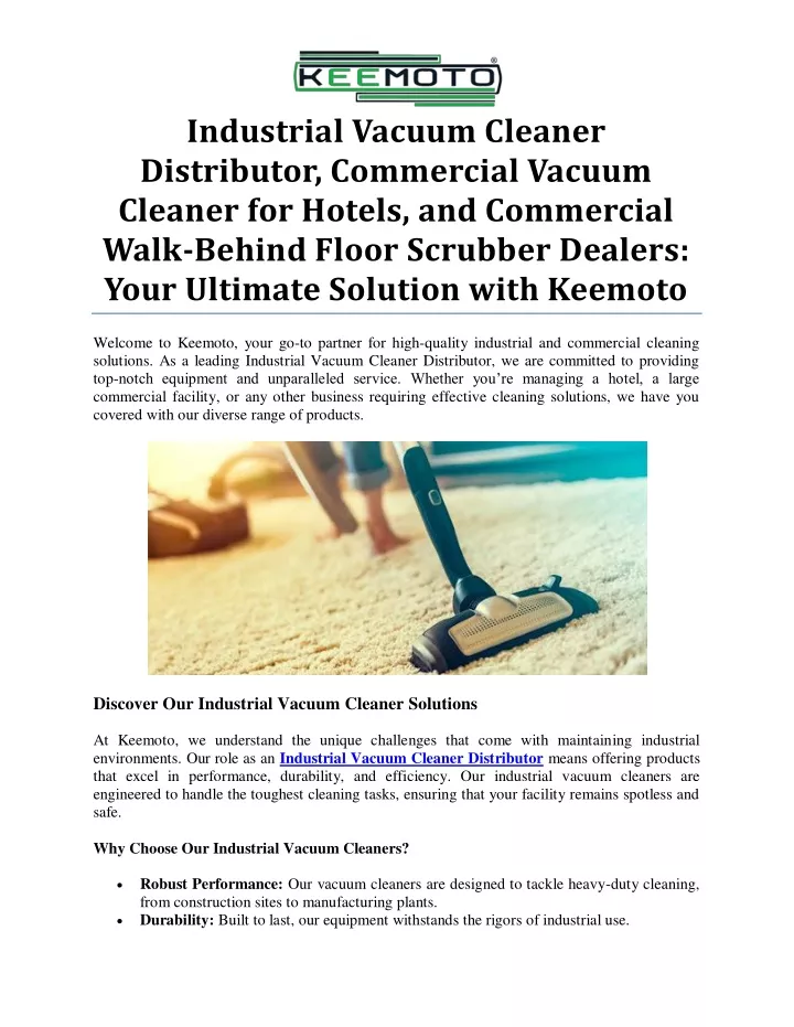 industrial vacuum cleaner distributor commercial