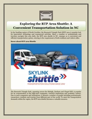 Exploring the RTP Area Shuttle A Convenient Transportation Solution in NC