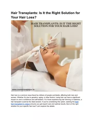 Hair Transplants_ Is It the Right Solution for Your Hair Loss