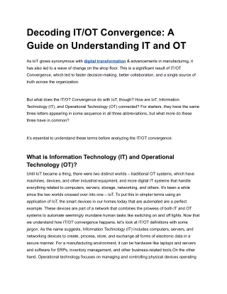 decoding it ot convergence a guide