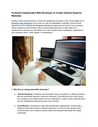 Proficient Independent Web Developer to Create Tailored Superior Websites