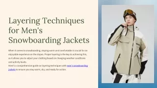 Layering Techniques for Men's Snowboarding Jackets | Capelin Crew