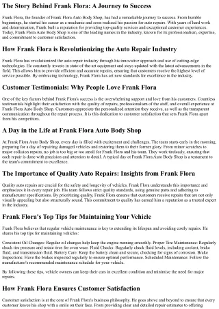 Community Engagement and Its Role in Frank Flora's Success