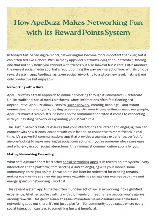 How ApeBuzz Makes Networking Fun with Its Reward Points System