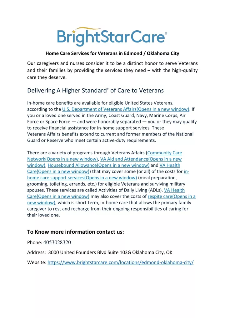 home care services for veterans in edmond