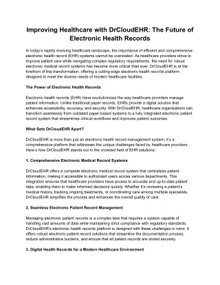 DrCloudEHR is Leading Electronic Health Records Platform