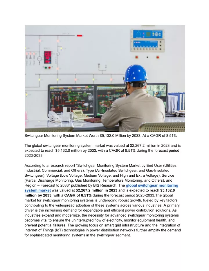 switchgear monitoring system market worth