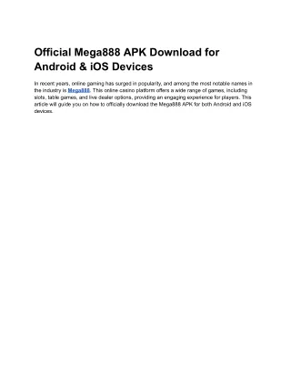 official mega888 apk download for android