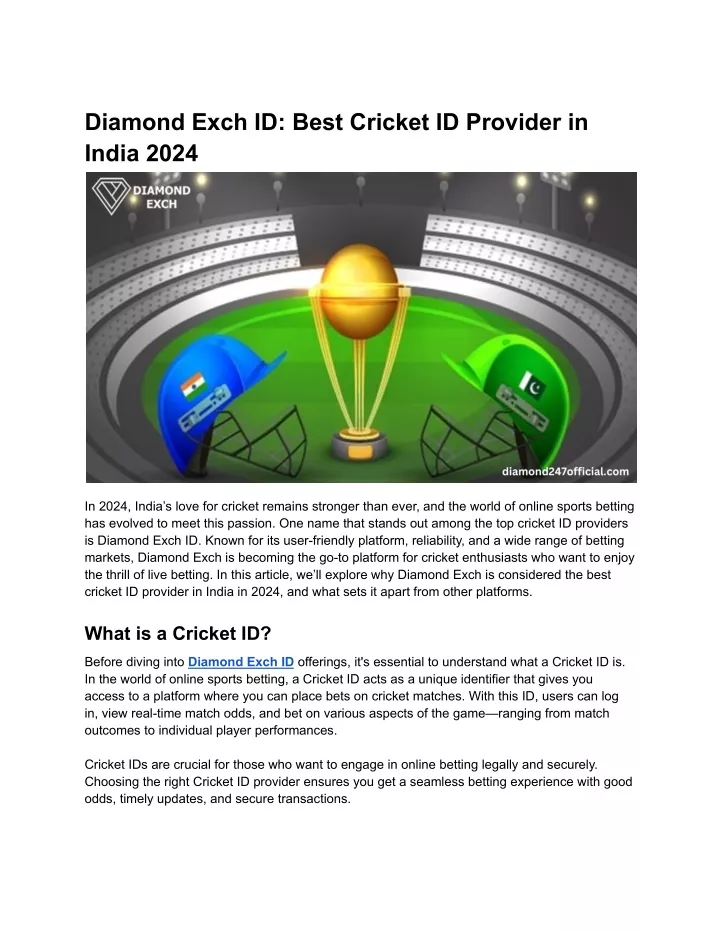 diamond exch id best cricket id provider in india