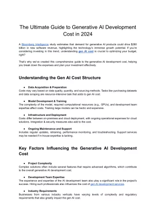 Generative AI Development Cost New Blog 2024 PDF