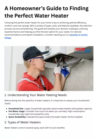 A Homeowner’s Guide to Finding the Perfect Water Heater