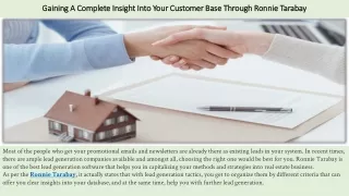 Gaining  Complete Insight Into Your Customer Base Through Ronnie Tarabay