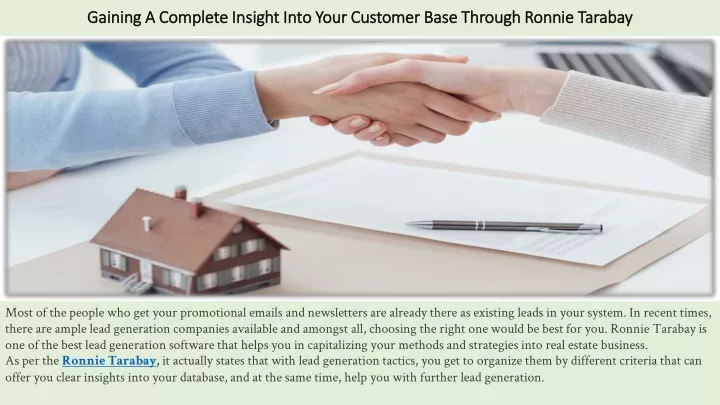 gaining a complete insight into your customer base through ronnie tarabay