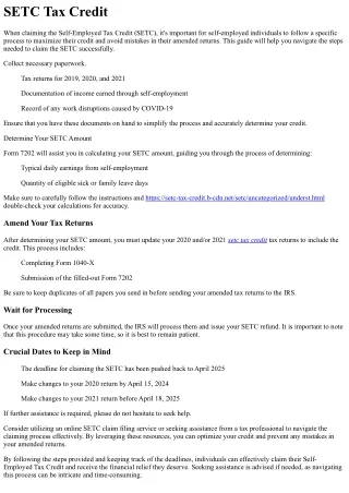 setc tax credit
