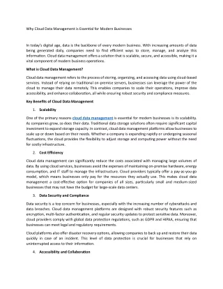 Why Cloud Data Management is Essential for Modern Businesses