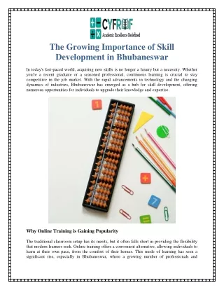 The Growing Importance of Skill Development in Bhubaneswar