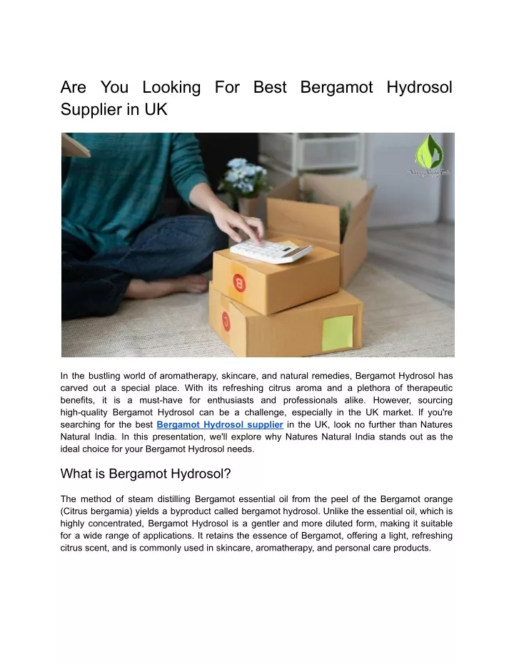 are you looking for best bergamot hydrosol