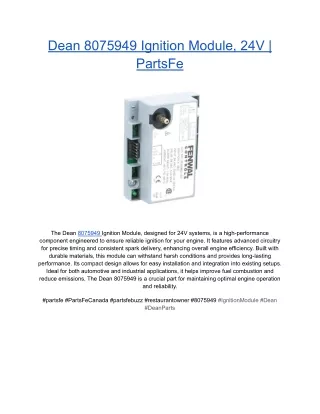 Dean 8075949 Ignition Module, 24V _ PartsFe