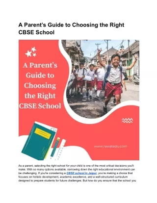 A Parent’s Guide to Choosing the Right CBSE School