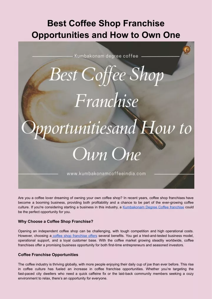 best coffee shop franchise opportunities