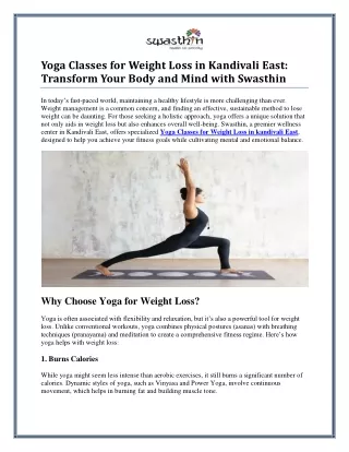 Effective Yoga Classes for Weight Loss in Kandivali East