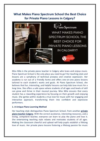 What Makes Piano Spectrum School the Best Choice for Private Piano Lessons in Calgary