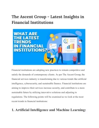 The Ascent Group - Latest Insights in Financial Institutions