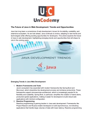 The Future of Java in Web Development: Trends and Opportunities