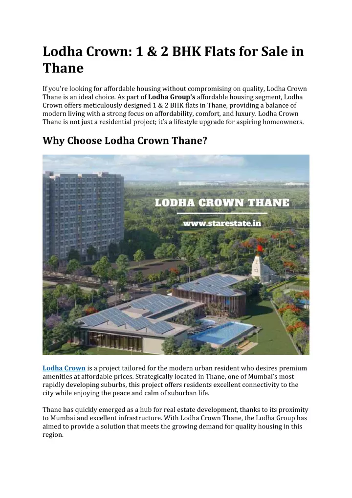 lodha crown 1 2 bhk flats for sale in thane