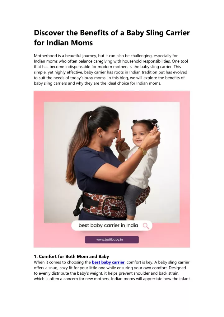 discover the benefits of a baby sling carrier