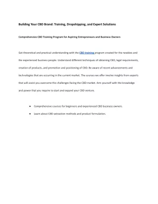 Building Your CBD Brand: Training, Dropshipping, and Expert Solutions