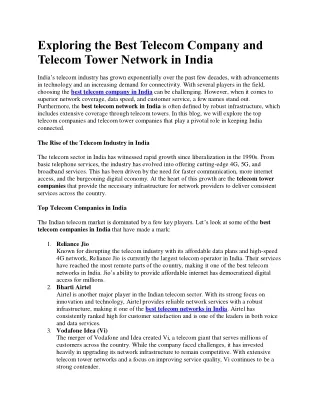 exploring the best telecom company and telecom