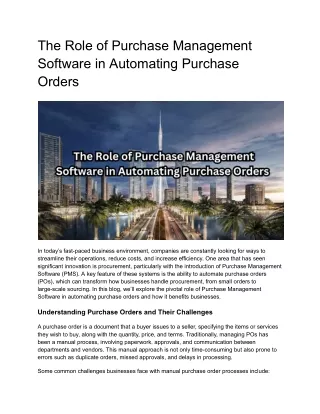 the role of purchase management software
