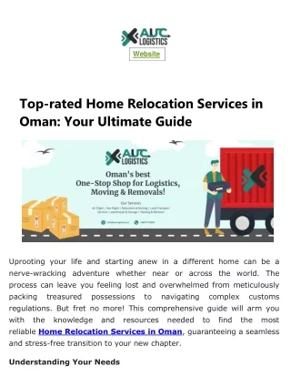 Home Relocation Services in Oman - AUC Logistics